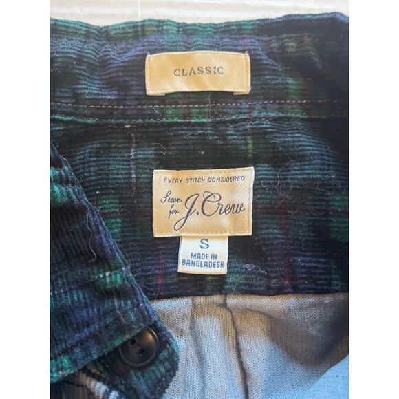 J. Crew men’s Classic Plaid Button-Up corduroy, green garment-dyed Shirt Size S - Picture 6 of 13